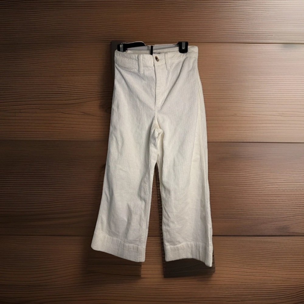 Madewell Emmett Cropped Wide Leg Courdoroy Cream Pants